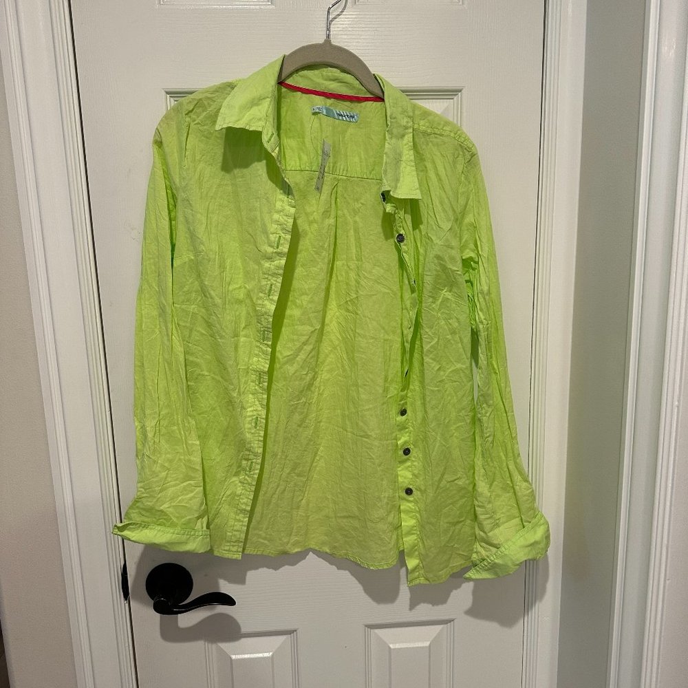 Maurices Lime Green Button Up Long Sleeved Shirt Size S